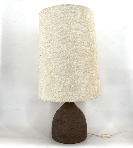 Image 1 of Large 1960s Ceramic Table Lamp or Floor Lamp with Original Fabric Shade from Krösselbach