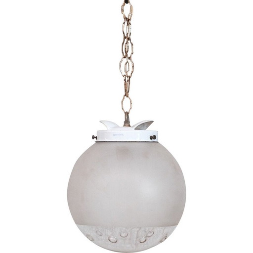Vintage tweekleurige glazen hanglamp, Duitsland 1900