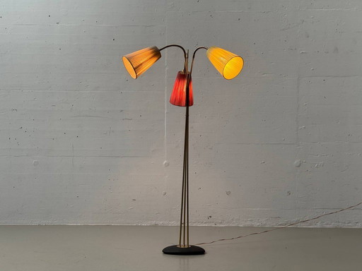 Lampada da terra di metà secolo con collo d'oca, anni '60