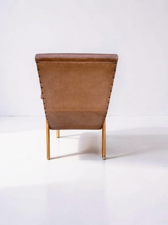 Image 1 of Vintage fauteuil lichtbruin skai leer