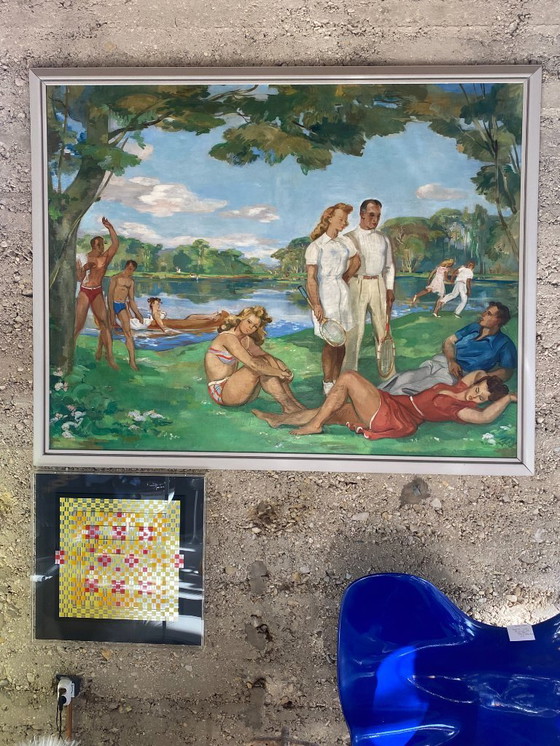 Image 1 of Paul Girol, Gran óleo sobre lienzo, 1955