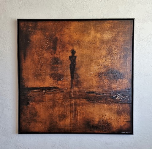 Frances Eckhardt- peinture figurative 90x90 Cadre inclus