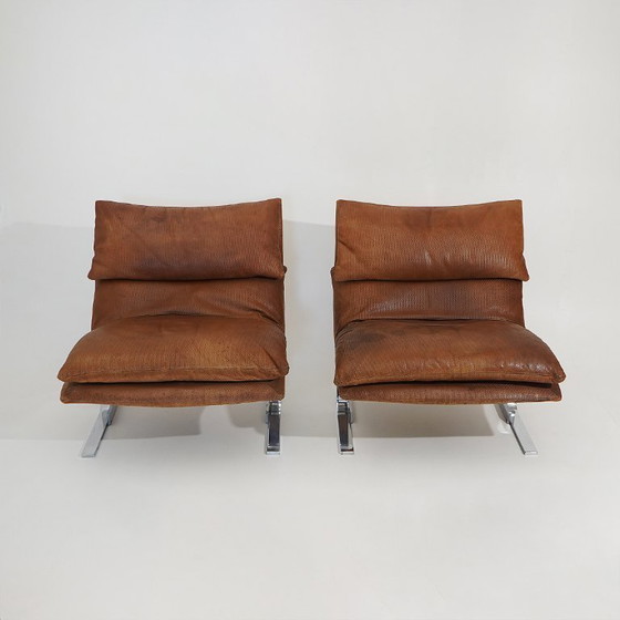 Image 1 of Een paar “Onda” fauteuils van Giovanni Offredi voor Saporiti, jaren 70.