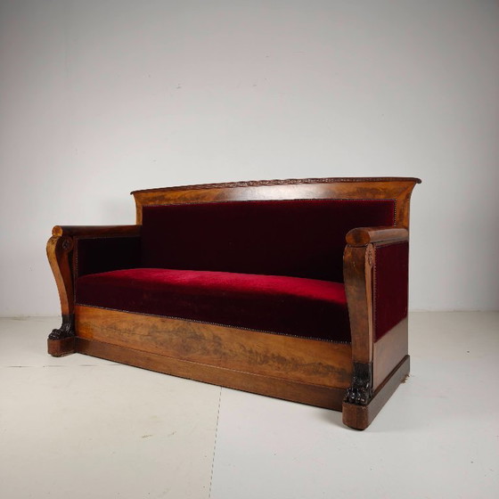 Sofá Empire de nogal rojo, principios del siglo XIX. – Sofás (Couches), Wood (photo 3 of 12)