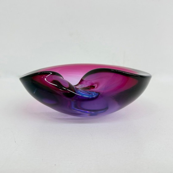 Image 1 of Set of 3 murano summerso pink glass bowls , 1970s