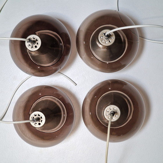 Image 1 of Set of 4 Pendant Lamps - Raak Amsterdam - Design Frank Ligtelijn - 1970s - Smoked glass