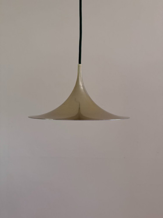 Image 1 of Vintage messing hanglamp Fog & Mørup | Deense mid-century moderne "heksenhoed" plafondlamp