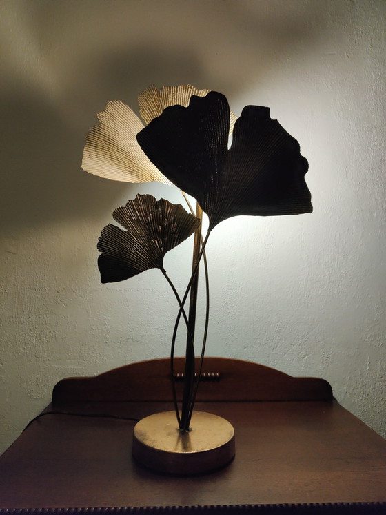 Image 1 of Goudkleurige Ginkgo-sculptuurlamp