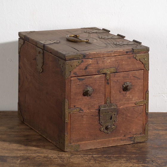 Antique Japanese Storage Box with Drawers and Hinged Lid – Early Showa Period (c.1928) – Storage cabinet (photo 10 of 40)