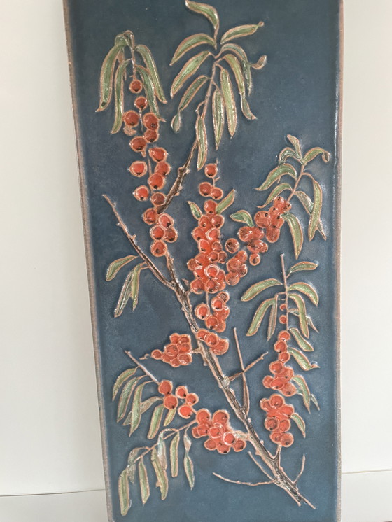 Image 1 of Vintage Wall Tile. Karlsruher Majolika. Fuchs 1960.