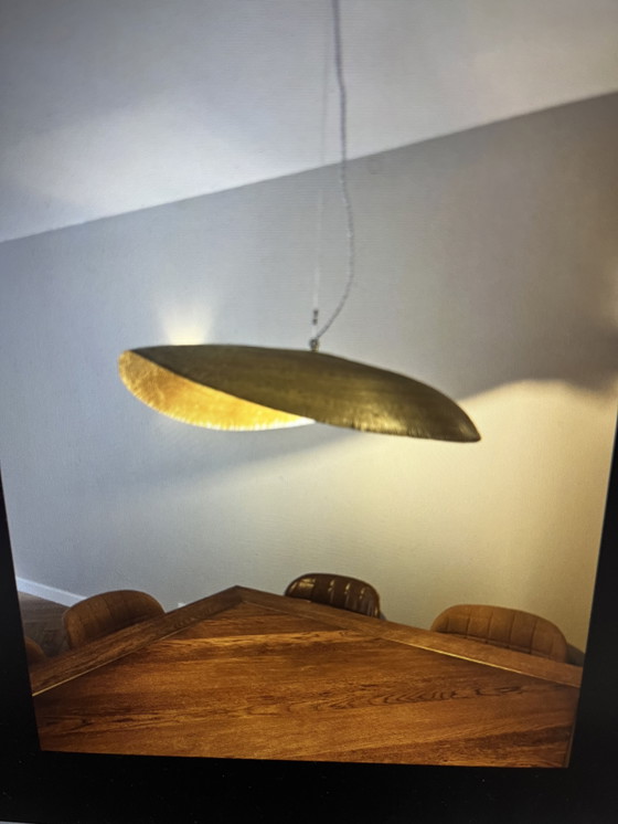 Image 1 of Eettafel eiken en messing