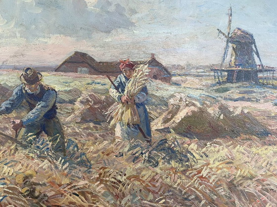 Image 1 of Large signed Danish landscape ca. 1910 – Børge Nyrop – oil on canvas – original gilded frame