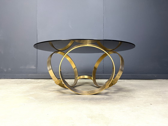 Image 1 of Tavolino da caffè vintage in ottone attribuito a Knut Hesterberg, anni '70