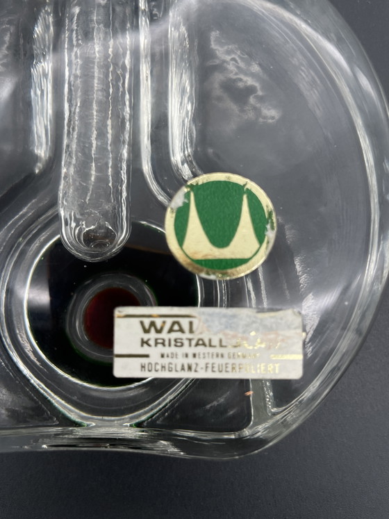 Walther Kristallglas Solifleur "Bullseye" Green Red – West Germany – Original Label – walter Kristall, Vases (photo 8 of 9)