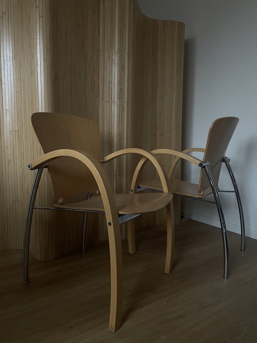 Set van 2 Unieke Vintage Stoelen – Organisch Design met Sculpturale Vormen