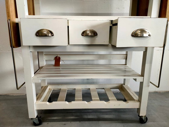 Image 1 of Carrello da cucina retrò, tavolo da lavoro da cucina "a doppia ala"