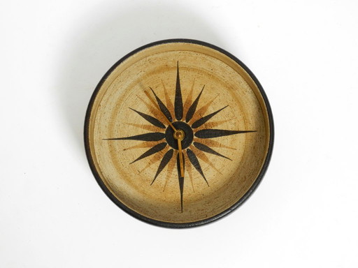 Beautiful 1970s handmade round ceramic wall clock
