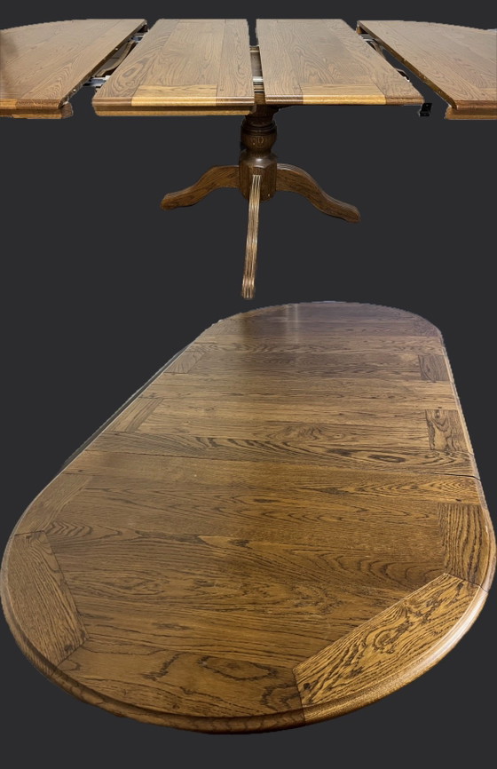 Image 1 of 4 Bannink Art Nouveau oak extendable dining tables