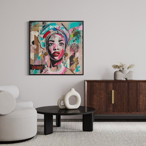 Afrikanische Anmut – Pop-Art-Gemälde 103 x 103