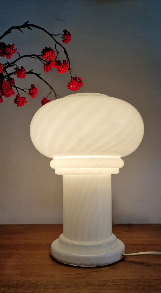 Image 1 of Vintage Murano Table Lamp Mushroom Swirl