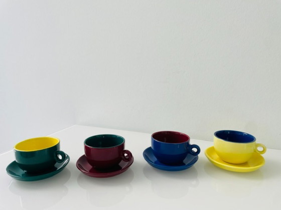 Image 1 of Set aus 4 postmodernen Espressotassen und Untertassen, Italien