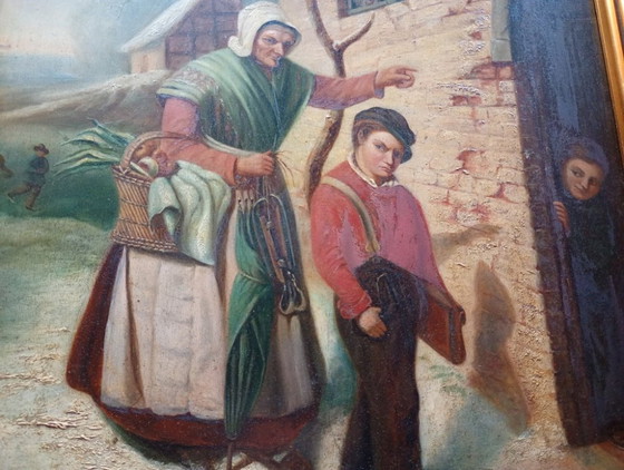 Image 1 of Authentic 19th-century French Genre Painting on Panel – École d'Écouen