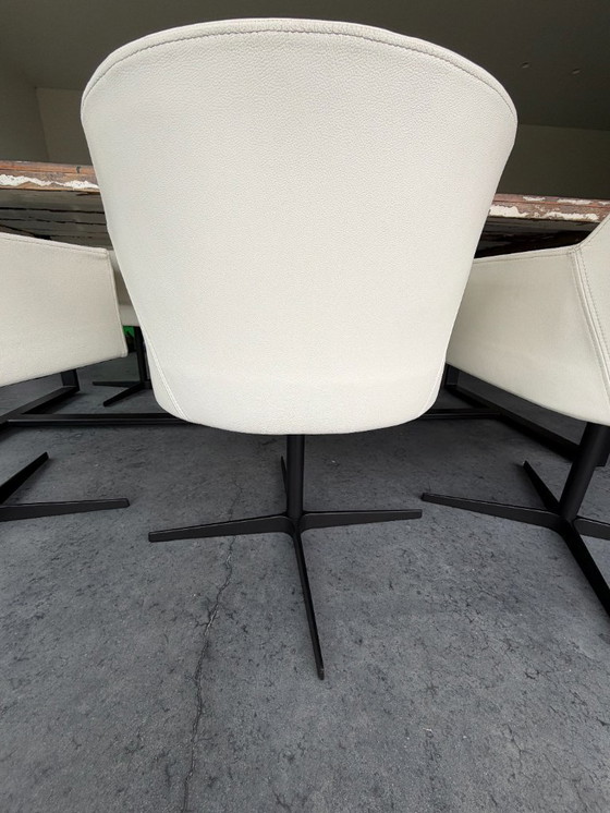Image 1 of Beautiful, robust dining table with 6 leather Mobitec swivel chairs