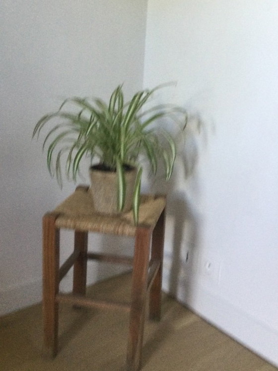 Image 1 of Brutalist stool with a woven seat