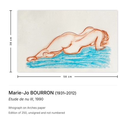 Marie-Jo BOURRON Etude de nu III lithograph 1990
