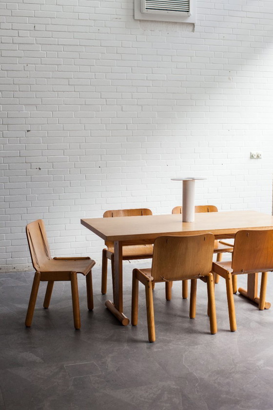 Image 1 of Essgruppe aus Sperrholz mit 5 Stühlen, Italien, 1970er Jahre