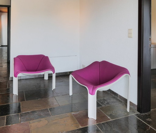 Set of 2 Artifort F300 Bucket Seats – Pierre Paulin – Original Fuchsia Upholstery – kuipstoelen, Polyester, Textile