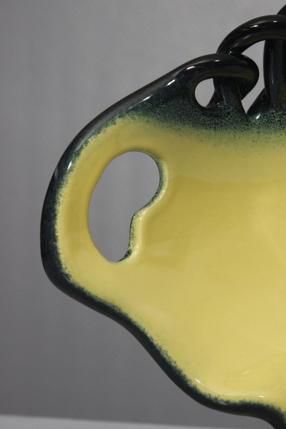 Image 1 of Grande coupe à fruits vintage faïence tressée Ceramidi Marseille France 1950s