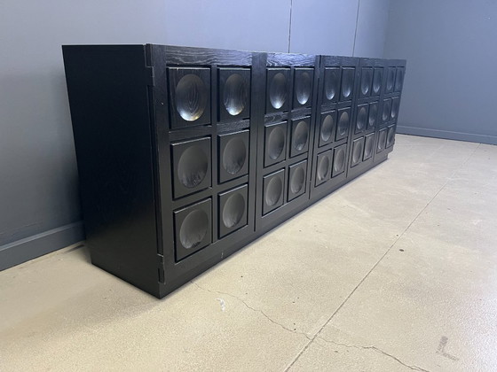 Image 1 of Vintage black brutalist credenza, 1970s