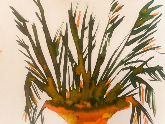 Signed Still Life Painting "Provençal Jar Adorned with Plants" – P. Fenilhac, Paintings & Drawings, Paper (photo 6 of 9)