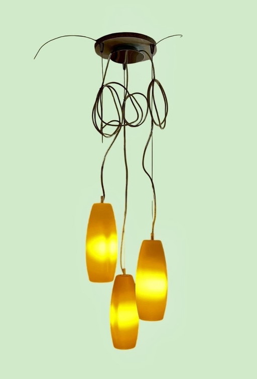 Lampada a sospensione in vetro Majo Peroni