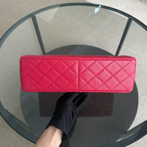 Image 1 of Borsa Chanel Classic Flap Jumbo - Caviar 30CM Single Flap Trapuntata Rosa Rosso Hardware Argento Serie 12