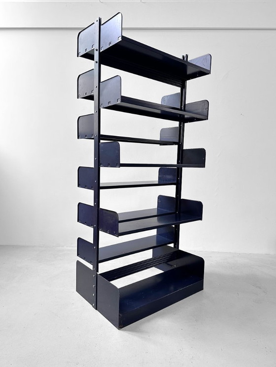 Image 1 of Italienisch-Dutch Lips Vago "Congresso" Stahlblaues Doppelbücherregal, 1966