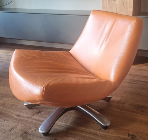Fauteuil pivotant en cuir Dyyk Coco orange