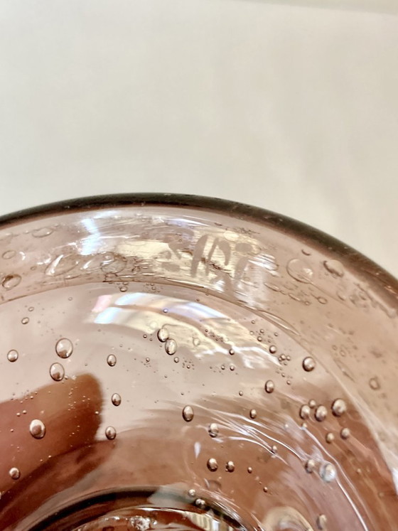 Image 1 of Biot kandelaar in paars gebubbeld glas