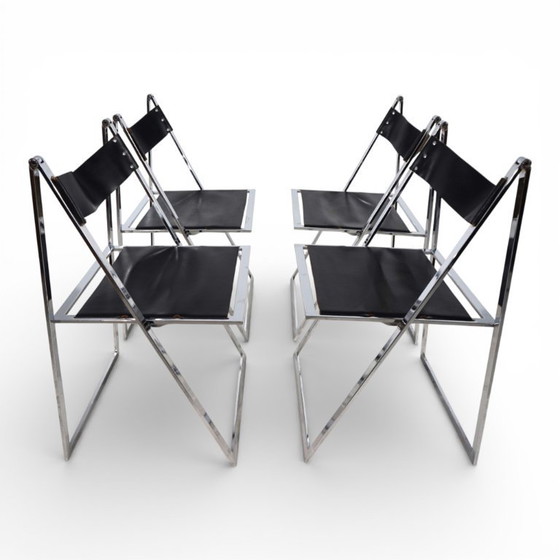 Image 1 of Juego de cuatro sillas de comedor plegables Lübke de Fantoni&Geraci, 1969