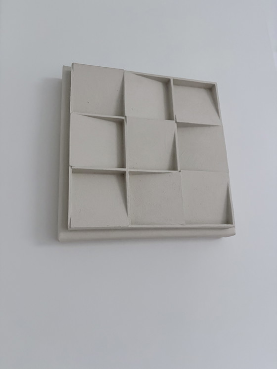 Handgemachtes Abstraktes Wandrelief – ZERO Stil – Gebrochenes Weiß – Gemälde & Zeichnungen, Wood, Canvas (photo 13 of 15)
