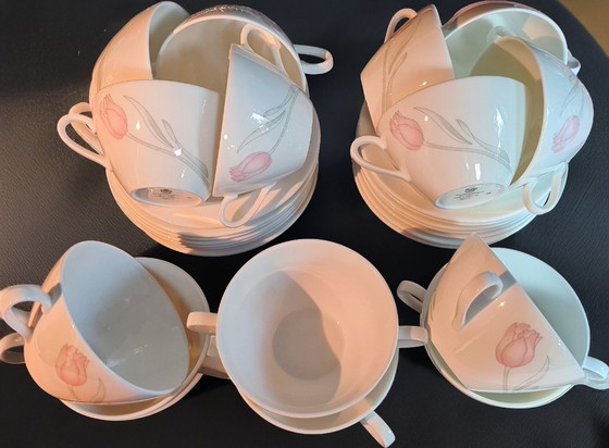 Image 1 of Tapio Wirkkala design 14x Bone Ch. W. porselein vaatwasmachine bestendige set koffie| thee Tryst van Wedgwoo