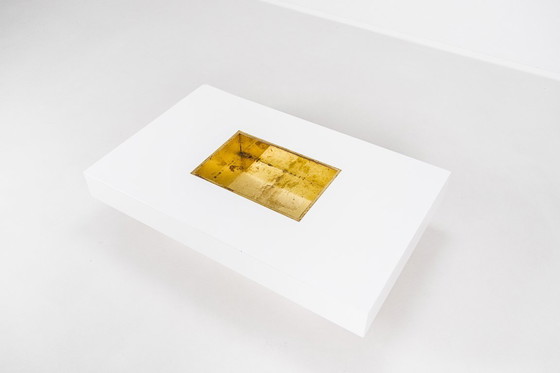 Image 1 of Couchtisch mit integrierter Messingbar von Willy Rizzo, Italien, 1970er Jahre