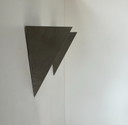 Pair of vintage geometric wall lights, matte folded steel, France, 1980