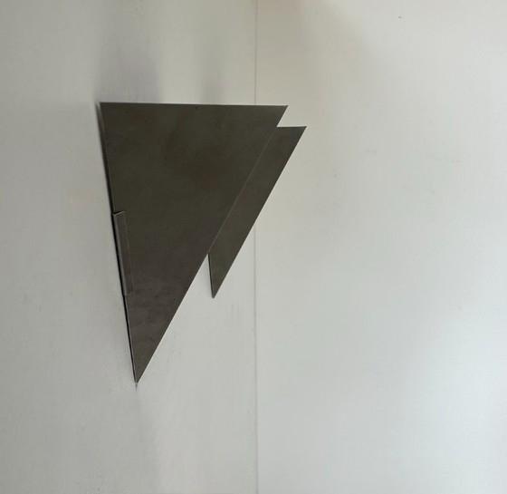 Image 1 of Coppia di applique geometriche vintage, acciaio piegato opaco, Francia, 1980
