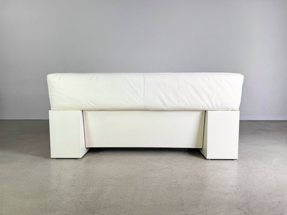 Image 1 of Original Knoll Brigadier two-seater leather white Cini Boeri 1980