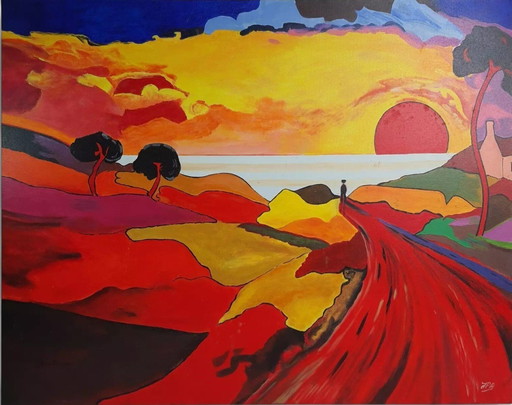 Tableau d'artiste - Jean DUQUOC - Un Couchant d'Automne 