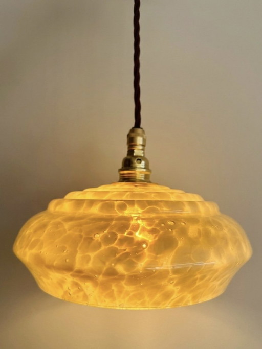 French Art Deco pendant lamp of marbled glass – 1930s