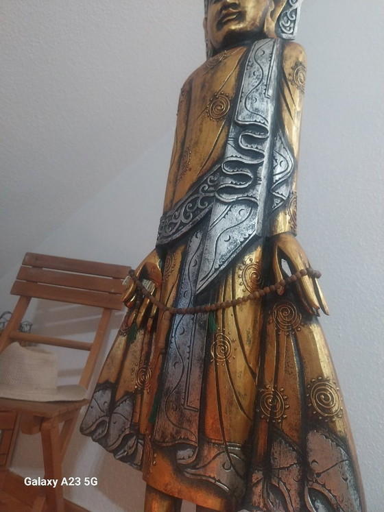 Tempelwächter Buddha, 1'60 cm. – Bildhauerei, Holz (photo 7 of 9)