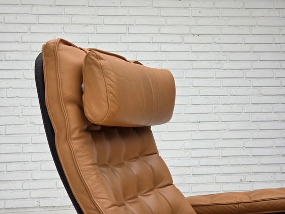 1970s, Norwegian design, adjustable armchair, leather, bentwood. (photo 25 of 25)